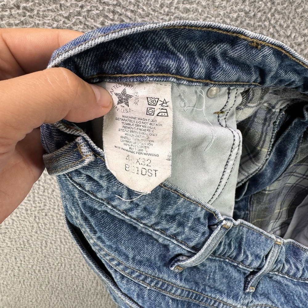 Vintage Carhartt Jeans Mens 42x32 Flannel Lined B21 DST Denim Made in USA Union - Picture 5 of 12